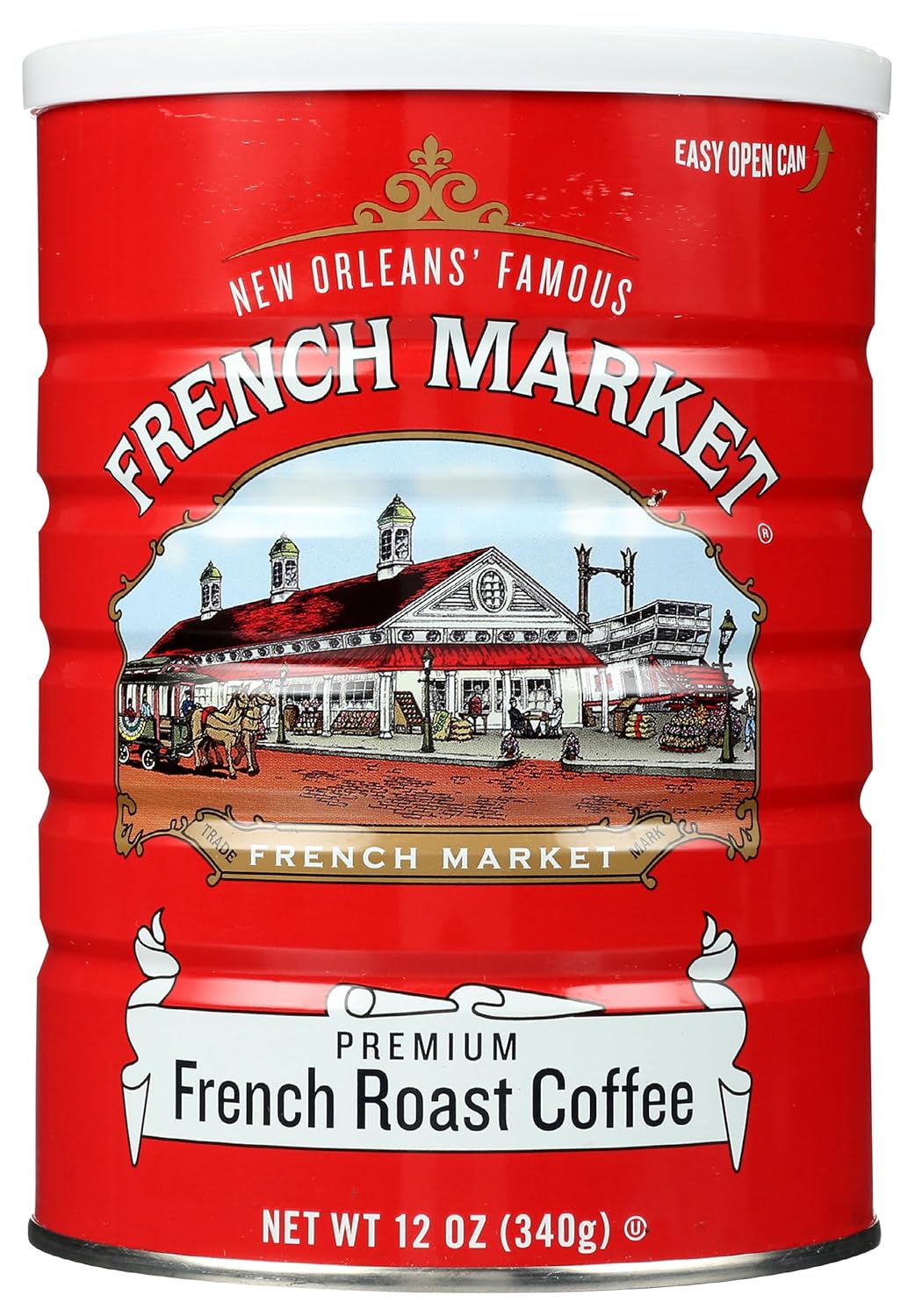 French Market Coffee & Chicory Dark Roast Ground Coffee, 12oz Can (Pack of 6)