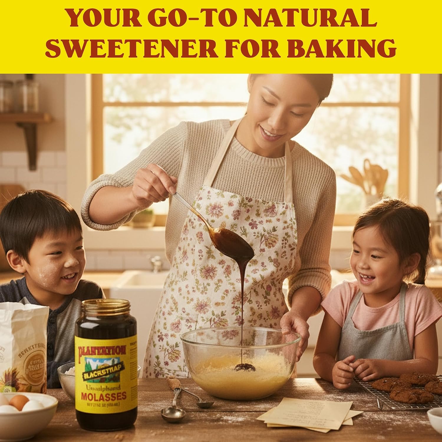 Plantation Blackstrap Molasses 31 oz – Unsulphured Blackstrap Molasses, Rich Natural Sweetener for Baking, BBQ, Baked Beans, Gingerbread & Beverages