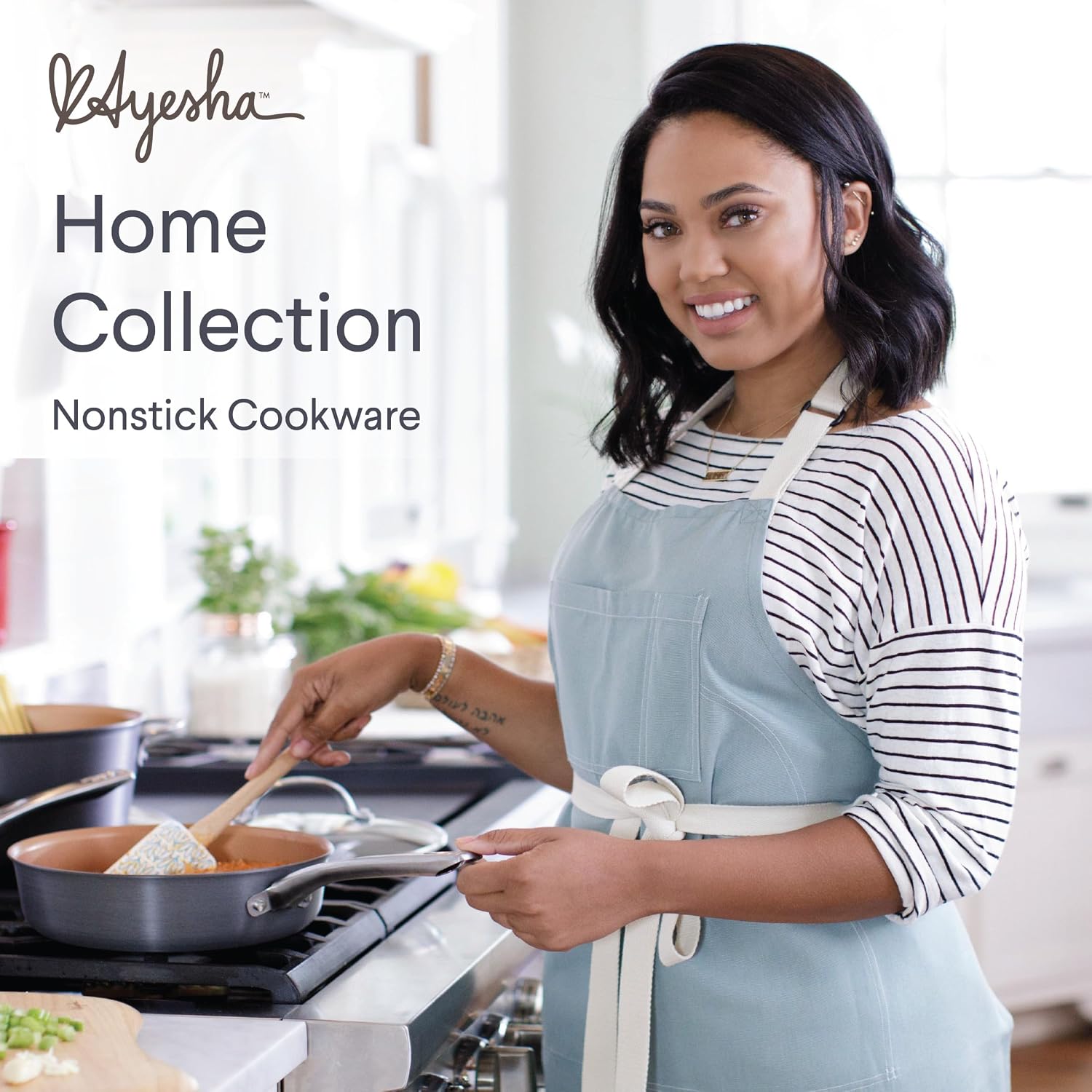 Ayesha Curry Kitchenware Ayesha Curry Home Collection Hard Anodized Nonstick Cookware Pots and Pans Set, 9 Piece, Charcoal Gray