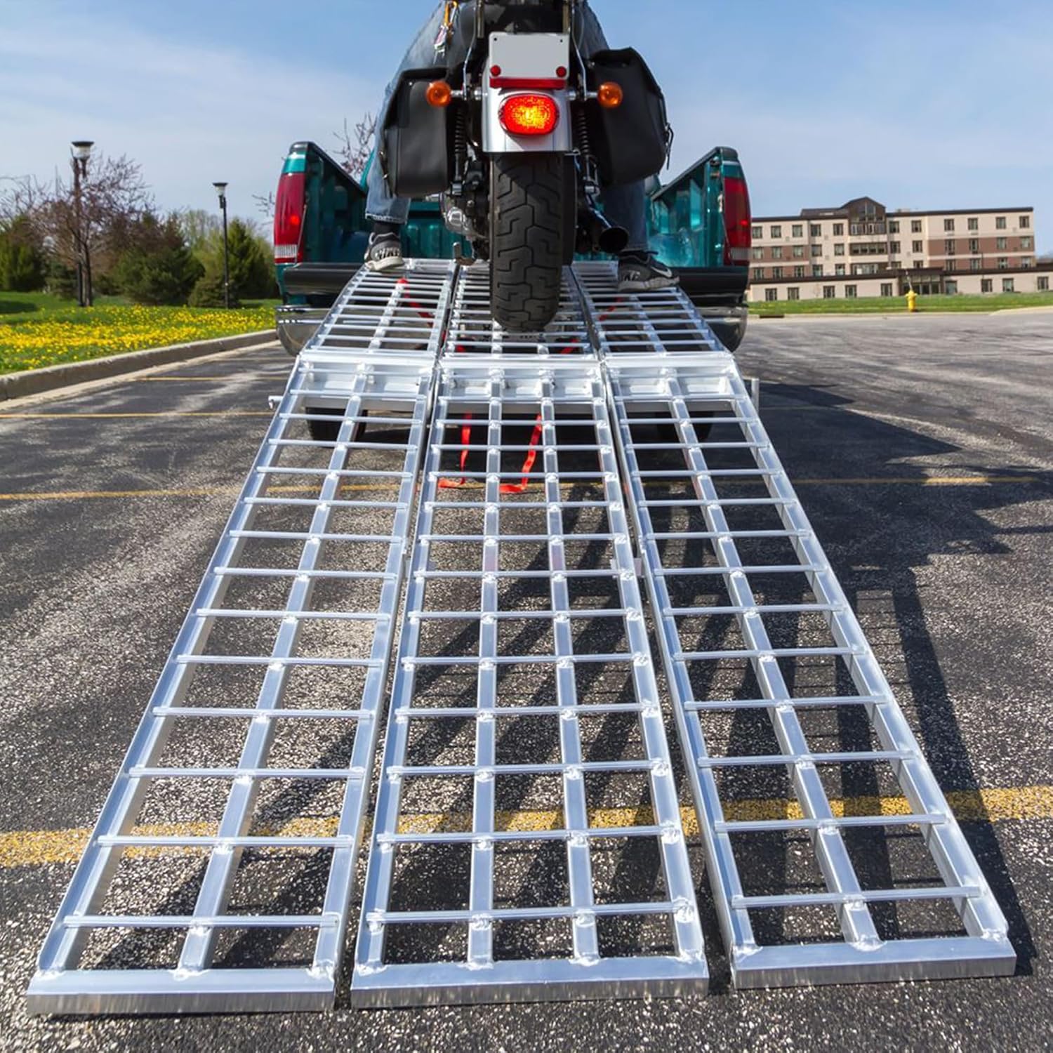 Black Widow Aluminum Folding Motorcycle Ramp for Pickup Trucks, Arched Design, 10’, Silver – Heavy-Duty Portable Automotive Loading Ramps for Truck and Trailer | Heavy-Duty Portable Automotive Ramp for Loading Motorcycles and Dirt Bikes into Truck Beds a…