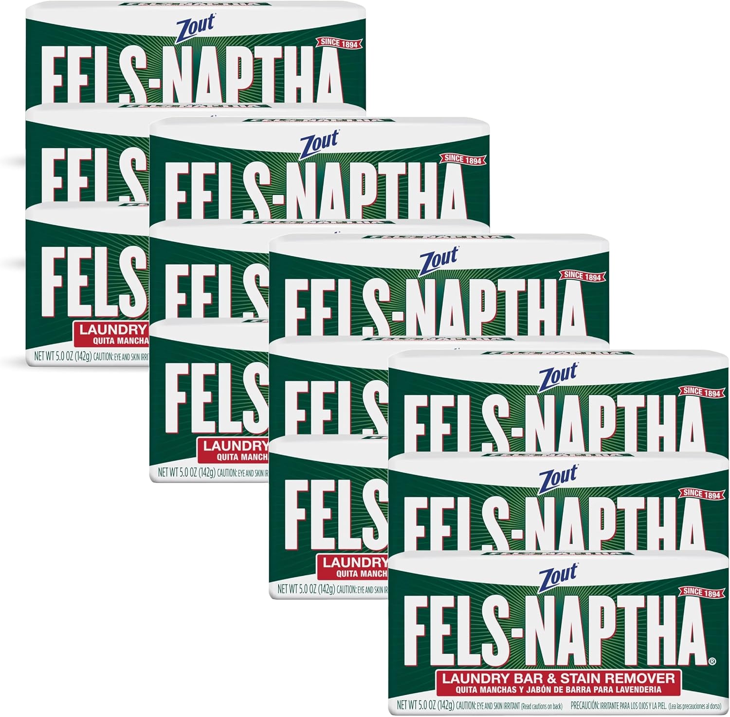 Fels Naptha Laundry Soap & Stain Remover Bar, Pack of 3