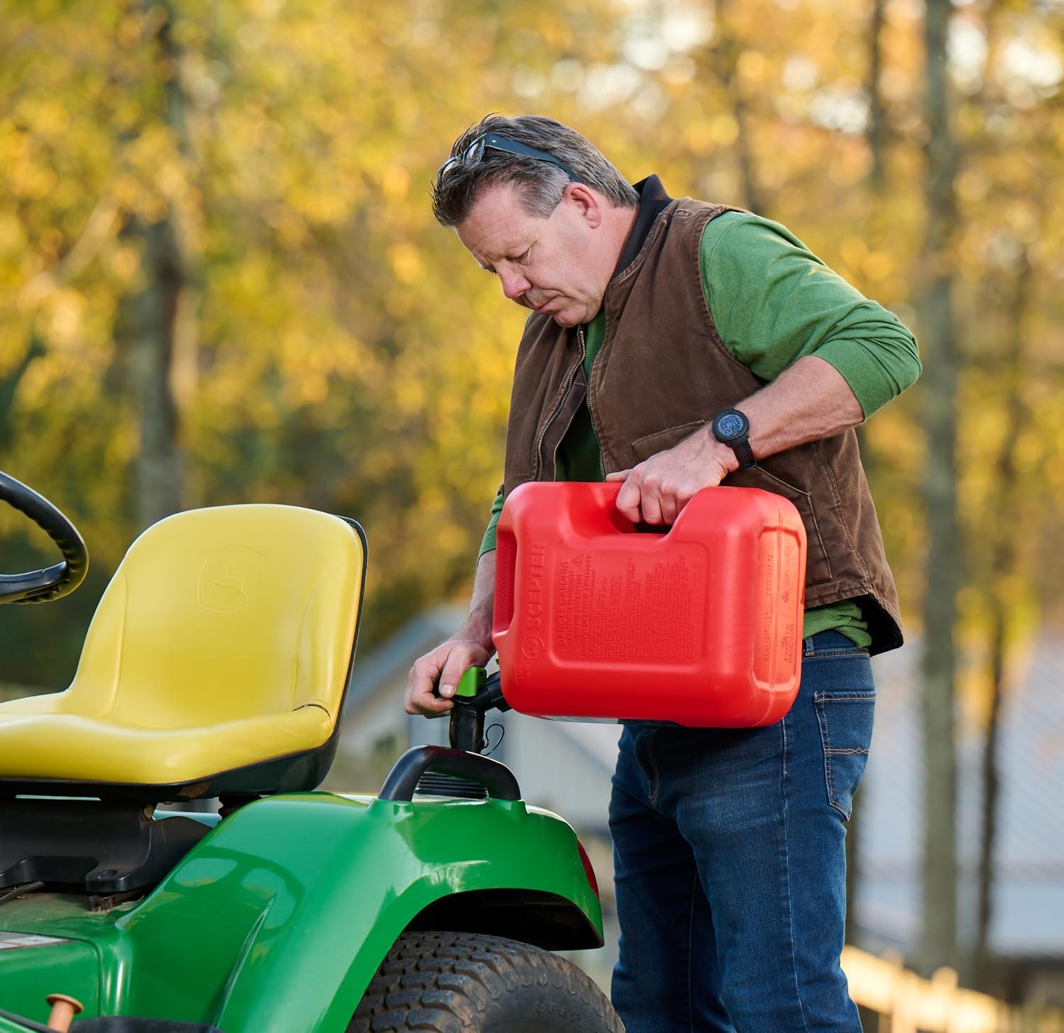 Scepter 1 Gal Gas Can, Spill Proof SmartControl Spout, Spout Extender, Red