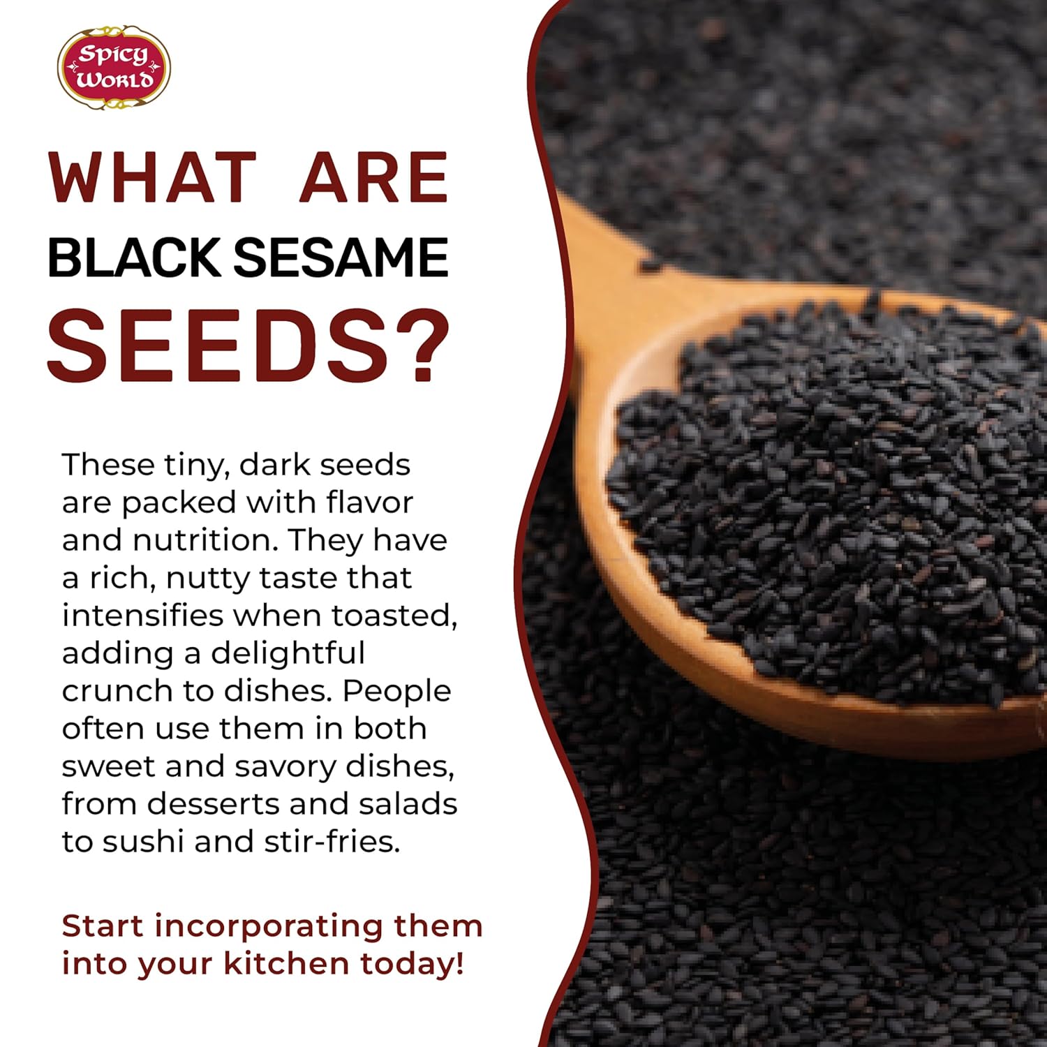 Raw Black Sesame Seeds 3 LB Bag - Natural - By Spicy World