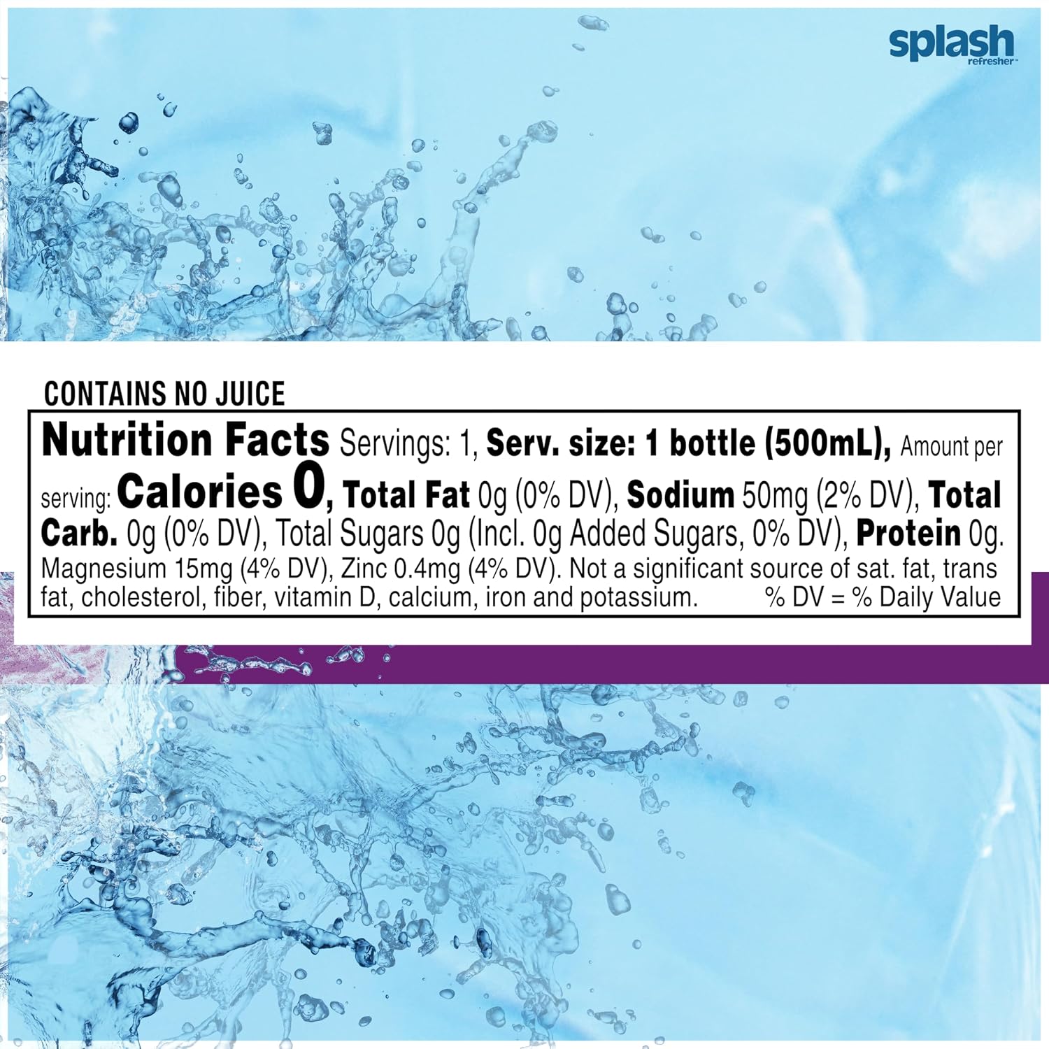 SPLASH REFRESHER Flavored Water Bottles, Mandarin Orange - 6 Pack | Refreshing Flavored Bottled Water with Electrolytes - Zero Sugar & Zero Calories - 16.9 Fl Oz