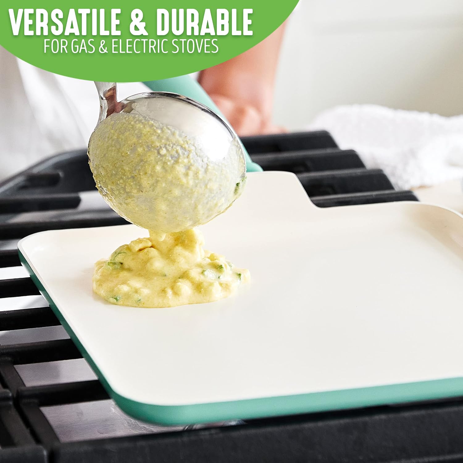 GreenLife Soft Grip Diamond Healthy Ceramic Nonstick 11" Griddle Pan, PFAS-Free, Dishwasher Safe, Black