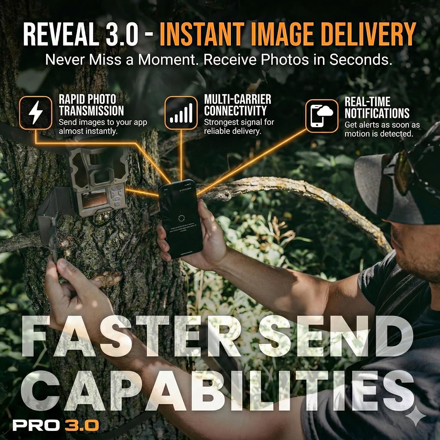 TACTACAM Reveal Pro 3.0 Cellular Trail Camera - Multi-Cellular Network, GPS, 2" LCD, No-Glow IR, Wi-Fi Enabled, HD Photos & 1080p Videos, Fast Trigger + 32GB SD Card (1PK)