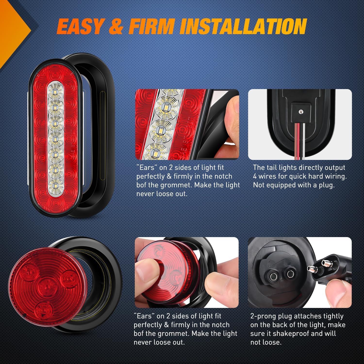 Nilight Steel Weld-On Trailer Light Box Kit with 6 Inch Oval LED Tail Light