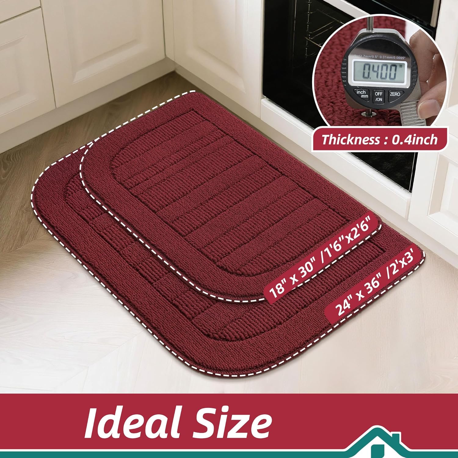 BEQHAUSE 30x18 Inch Kitchen Rugs Non Slip Washable Kitchen Sink Rug, Green