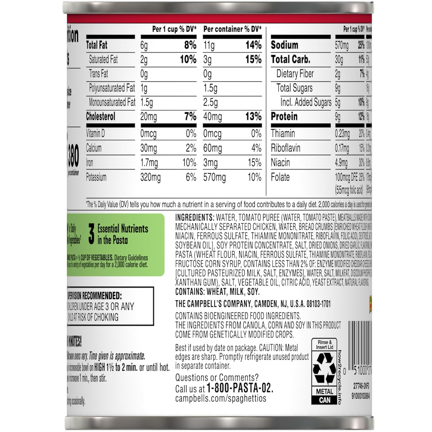 SpaghettiOs Original Canned Pasta, 15.8 oz Can (Pack of 4)