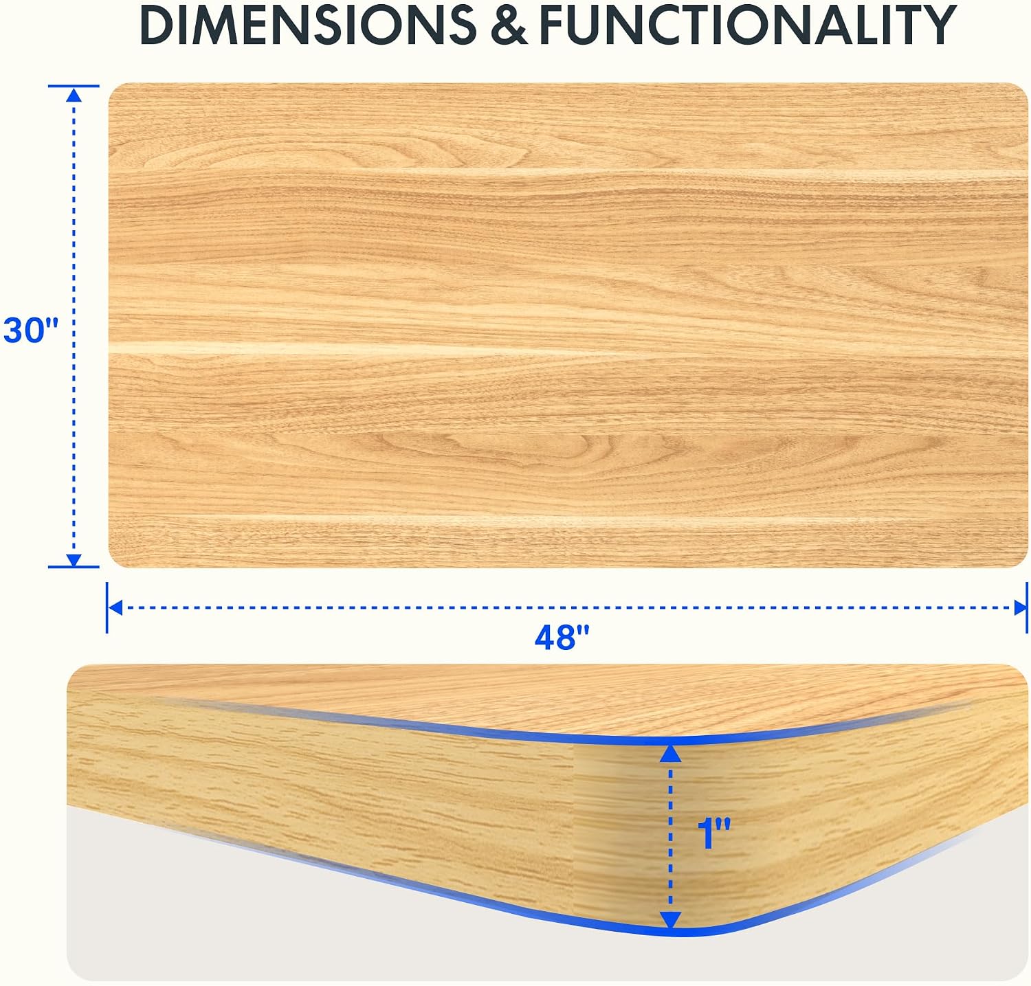 FLEXISPOT Acacia Solid Wood 55"x28" Butcher Block Desktop, Walnut | Acacia Solid Wood, Thick Beveled Edge, For Standing Desk, Office Table, Workbench, DIY Furniture Projects