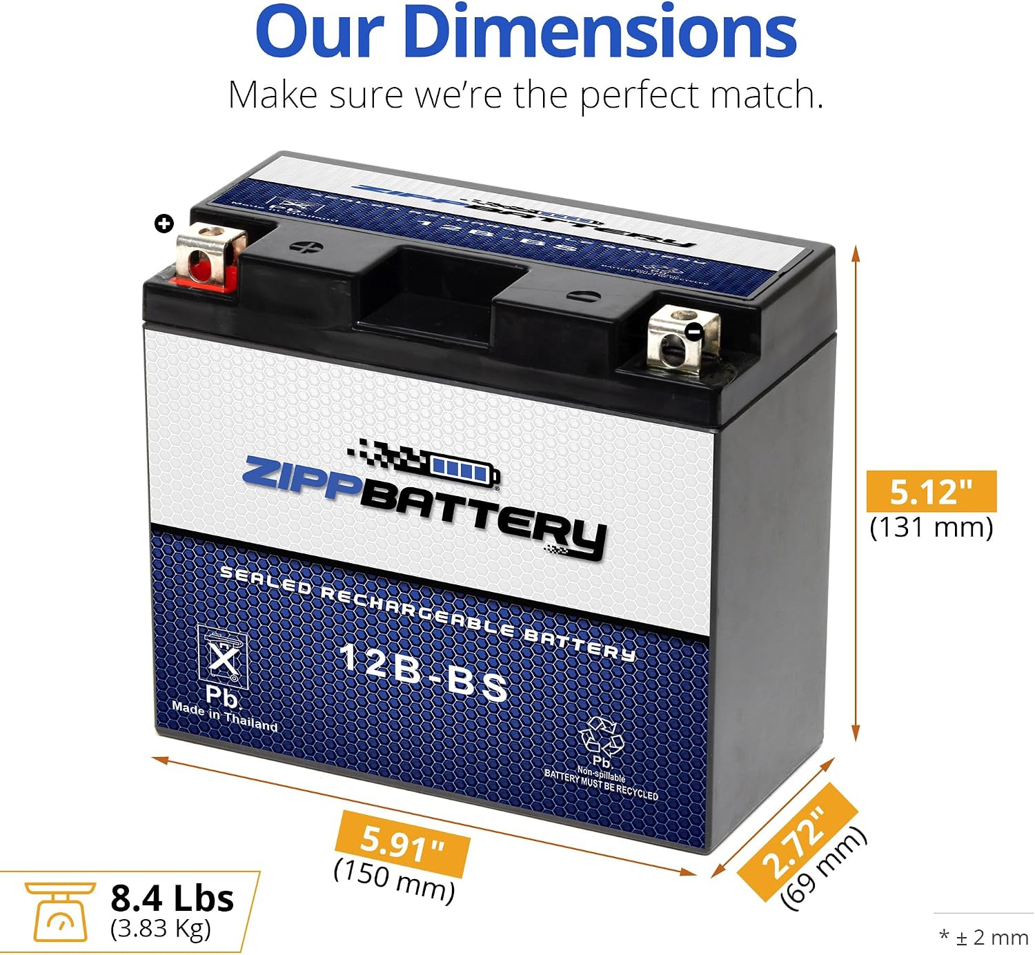 ZIPPBATTERY YTX30L-BS 12V 385 CCA AGM – Maintenance-Free 30Ah Battery for Harley, ATV, UTV, Jet Ski – T3 Nut & Bolt Terminal – Fits Harley Road King, Polaris Sportsman 850, Can-Am Outlander