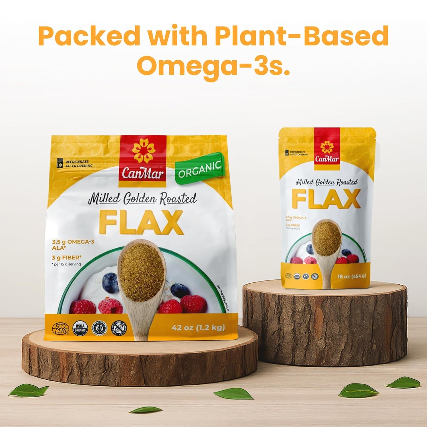 Golden Roasted Milled Flax Seeds 16 oz (1 lb) - Non-GMO - Fiber