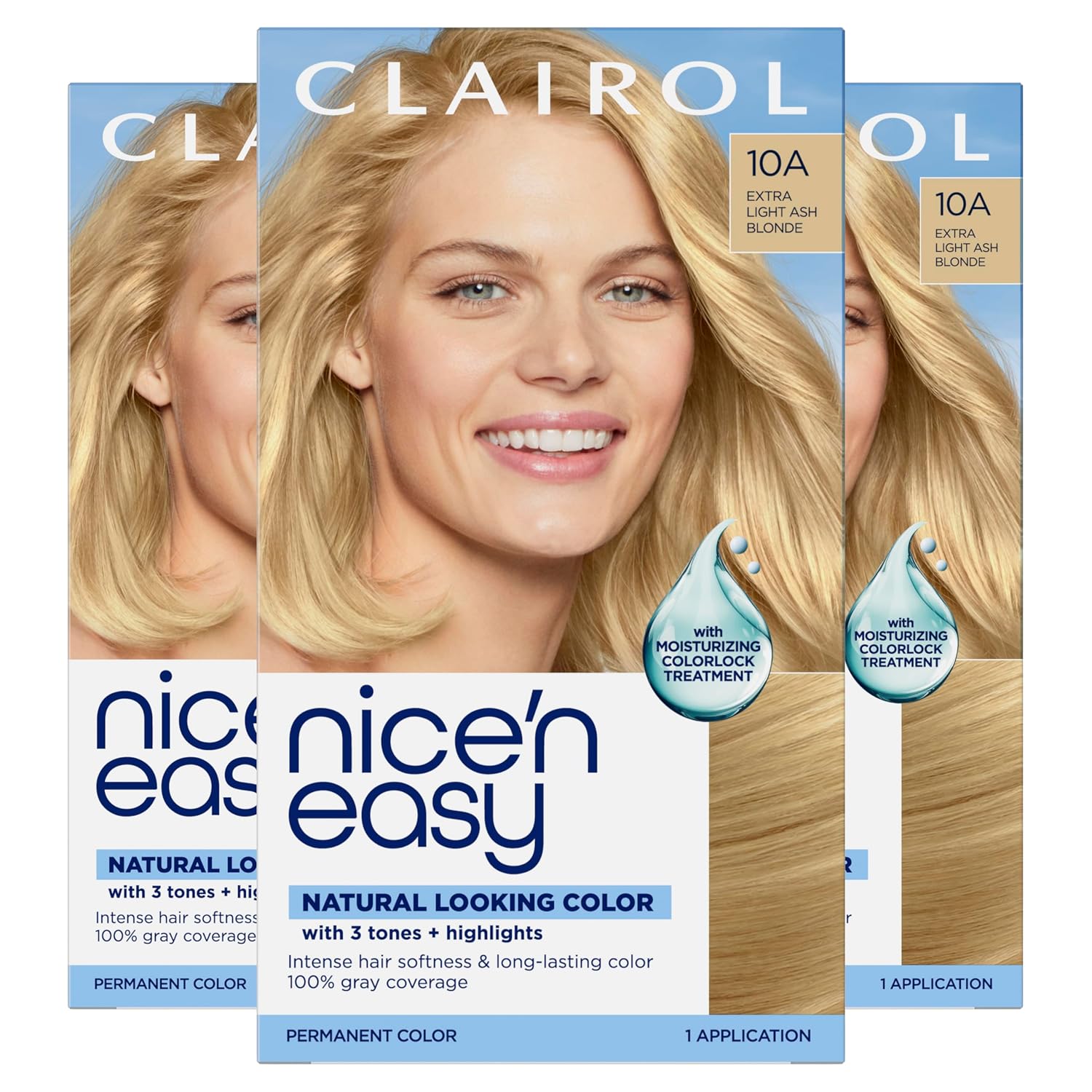Clairol Nice'n Easy Permanent Hair Dye, 6A Light Ash Brown | Pack of 3