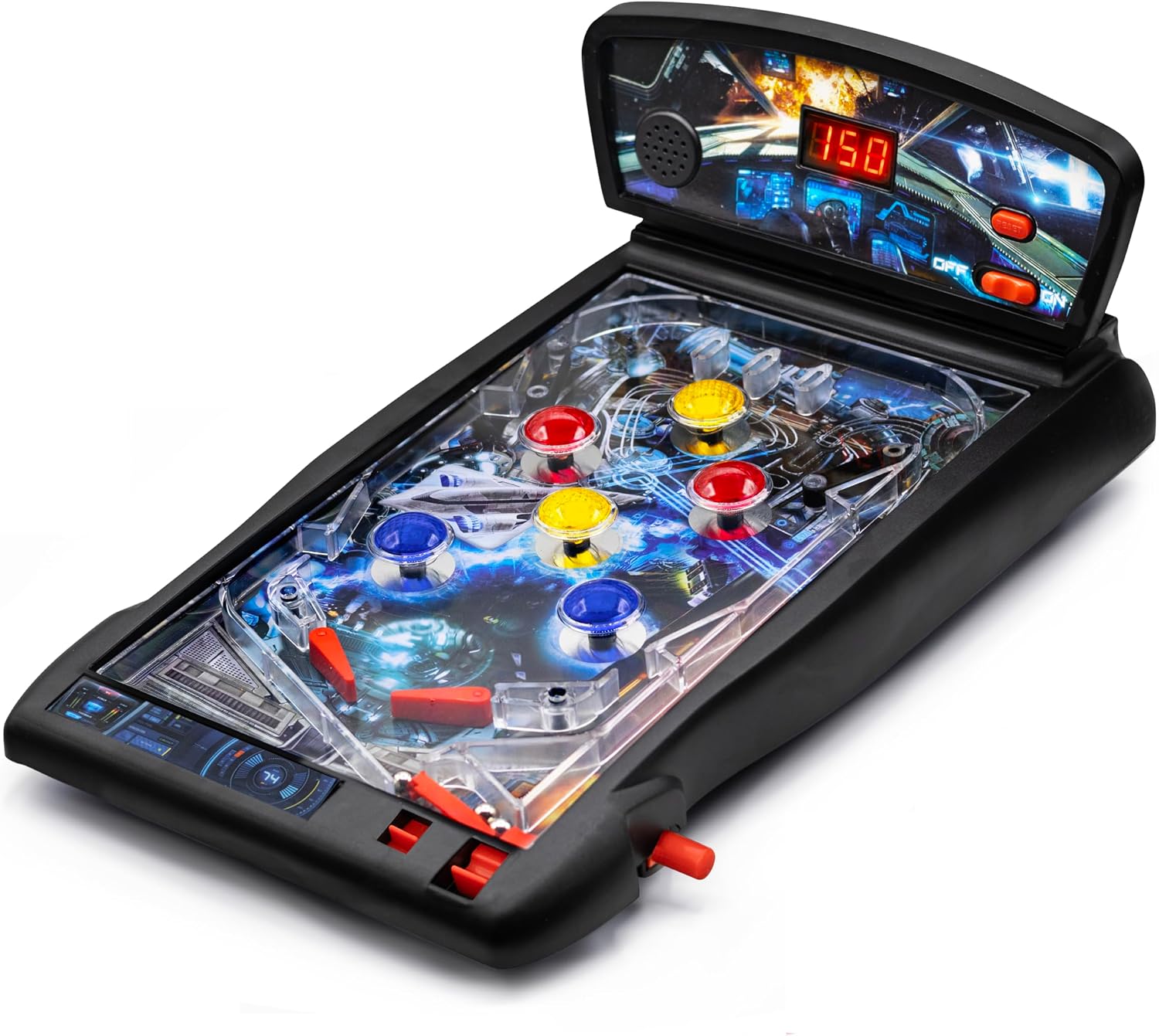 New Era Pinball Game Black – Interactive Tabletop or Floor Arcade Pinball Machine for Kids & Adults – LED Scoring, Lights & Sounds