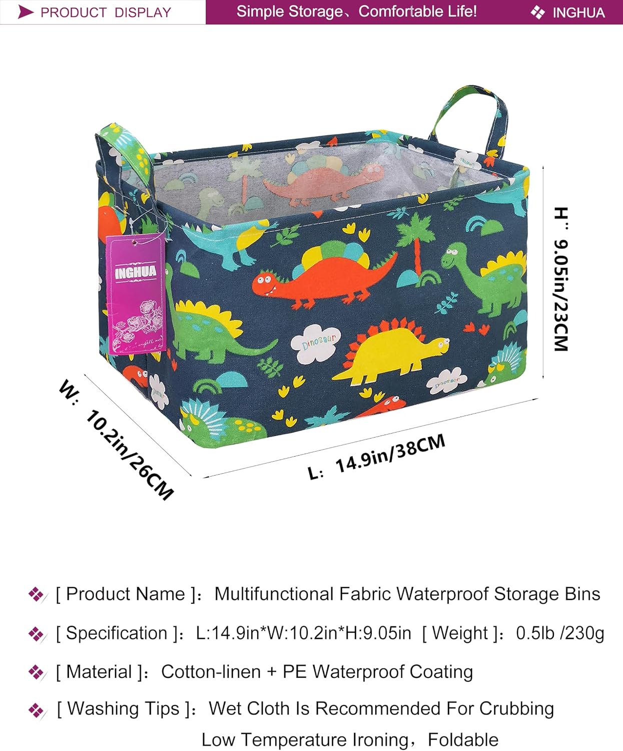 Rectangular Storage Basket Gift Bag Rec Spaceships