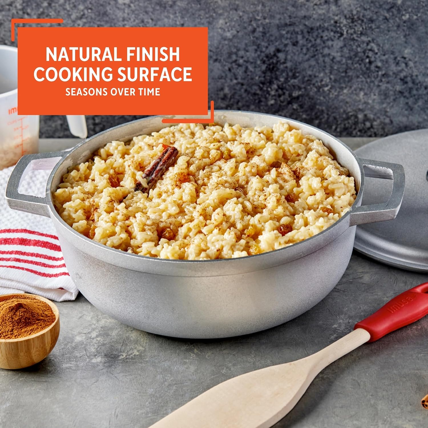 IMUSA USA 11.6Qt Jumbo Traditional Colombian Caldero, 11.6 Quart, Silver | Nonstick Finish, Glass Lid with Easy-Grip Handles, Ideal for Rice and Stews, Great for Family Meals