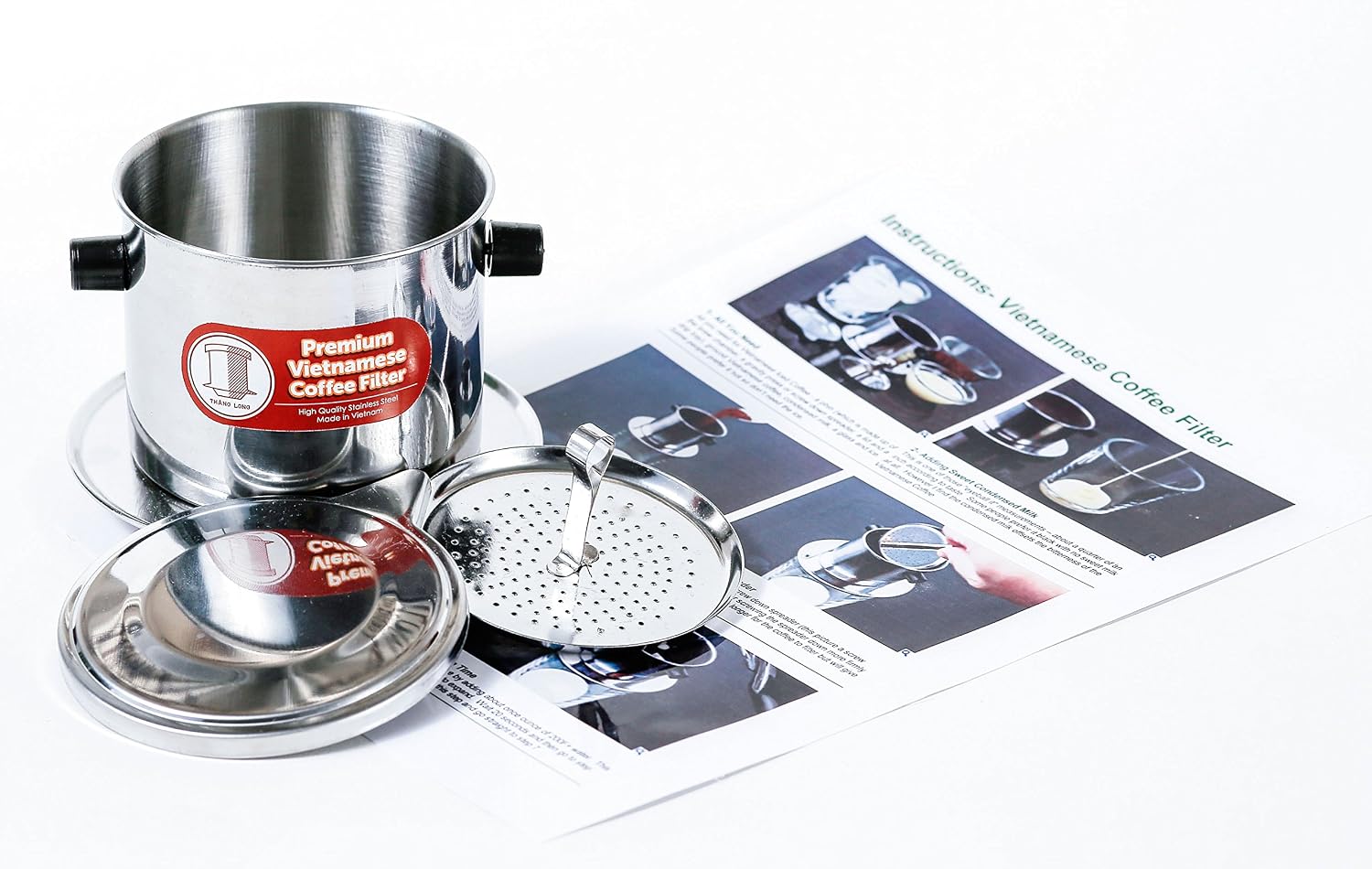 Vietnamese Drip Coffee Maker Filter. Single Cup Serve. Inox. 6 oz Small Stainless Steel