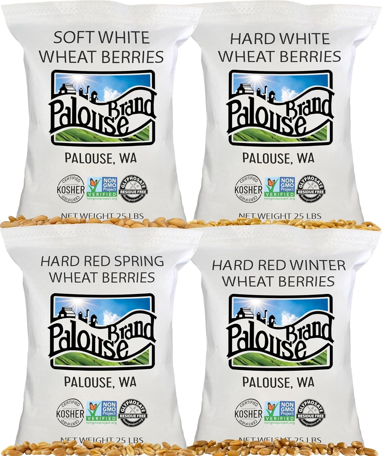 Palouse Brand Certified Glyphosate Residue Free Hard Red Spring Wheat Berries | 5 LBS | 100% Non-Irradiated | Certified Kosher Parve | USA Grown | Non-GMO Project Verified