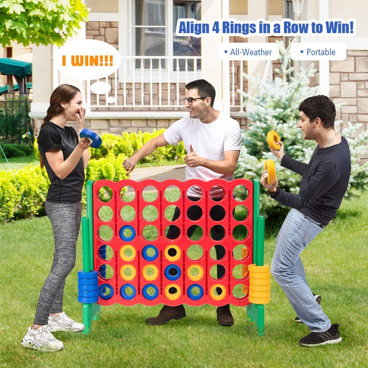 Costzon Giant 4-in-A-Row, Jumbo 4-to-Score Giant Game Set for Kids & Adults, Indoor Outdoor Yard Connect Game