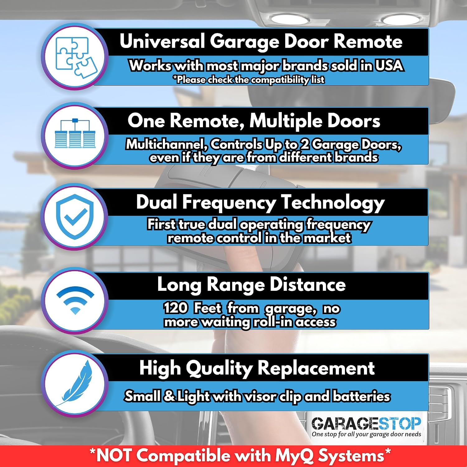 2X Universal Garage Door Opener Remote KLIK1U 375UT 375LM Garage Clicker