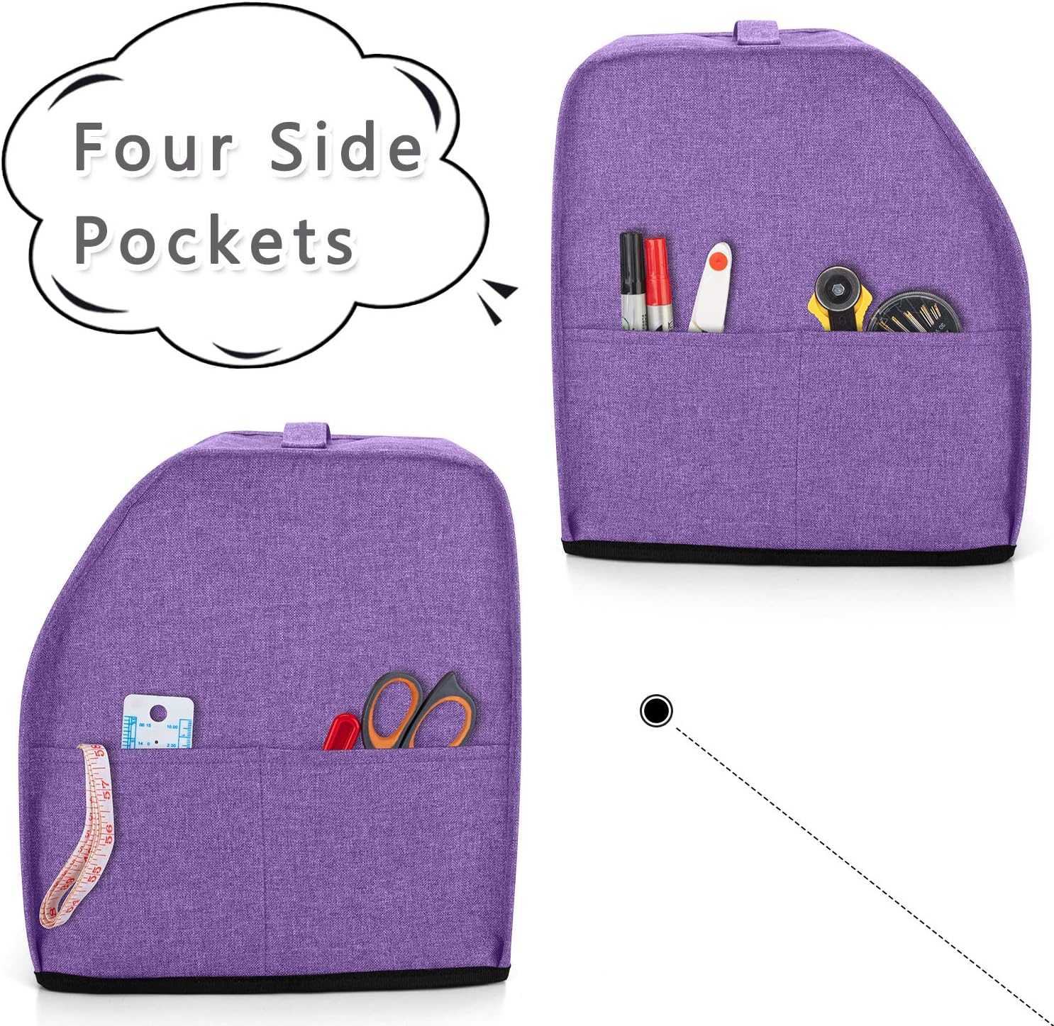 LUXJA Serger Machine Cover with Storage Pockets, Gray Dots
