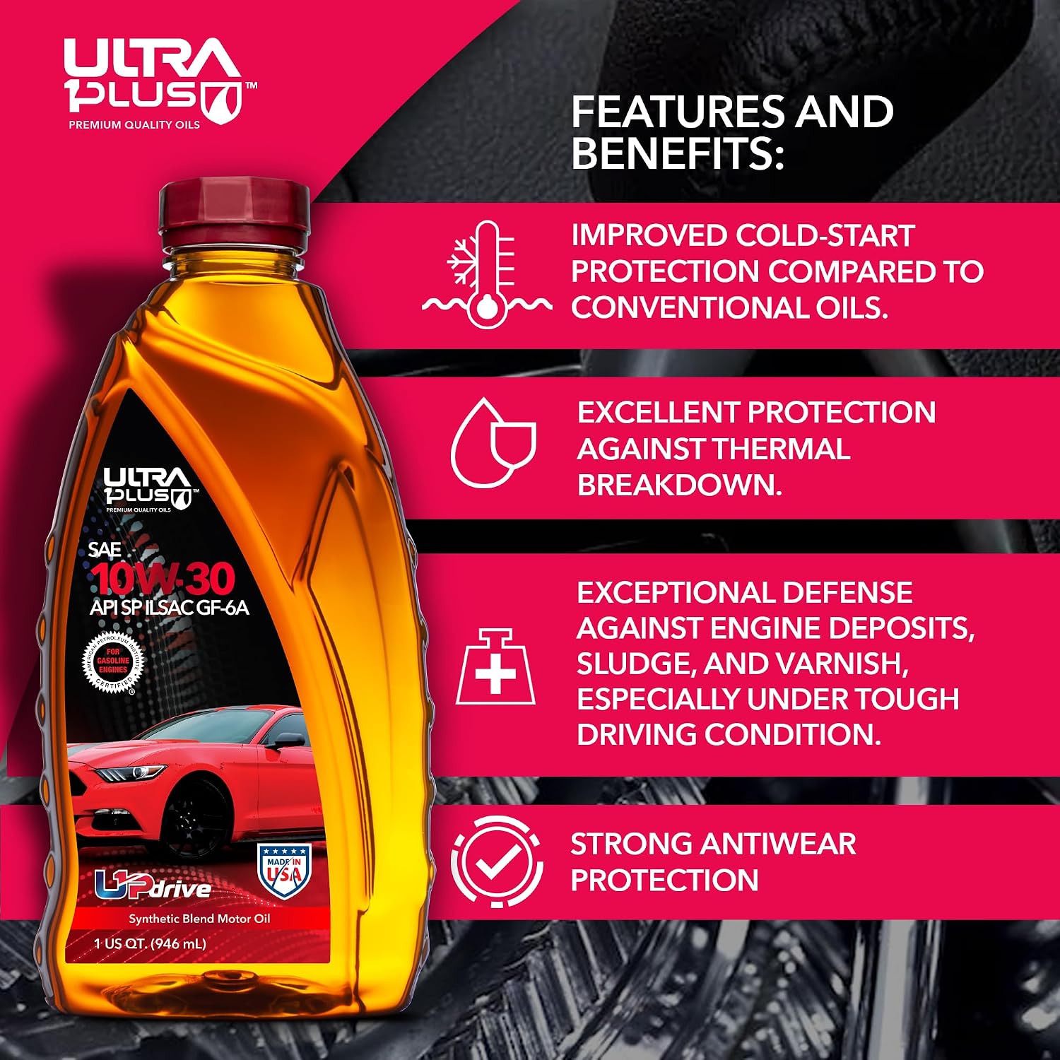 SAE 5W-30 Synthetic Blend Motor Oil API SP ILSAC GF-6A 1 Gallon