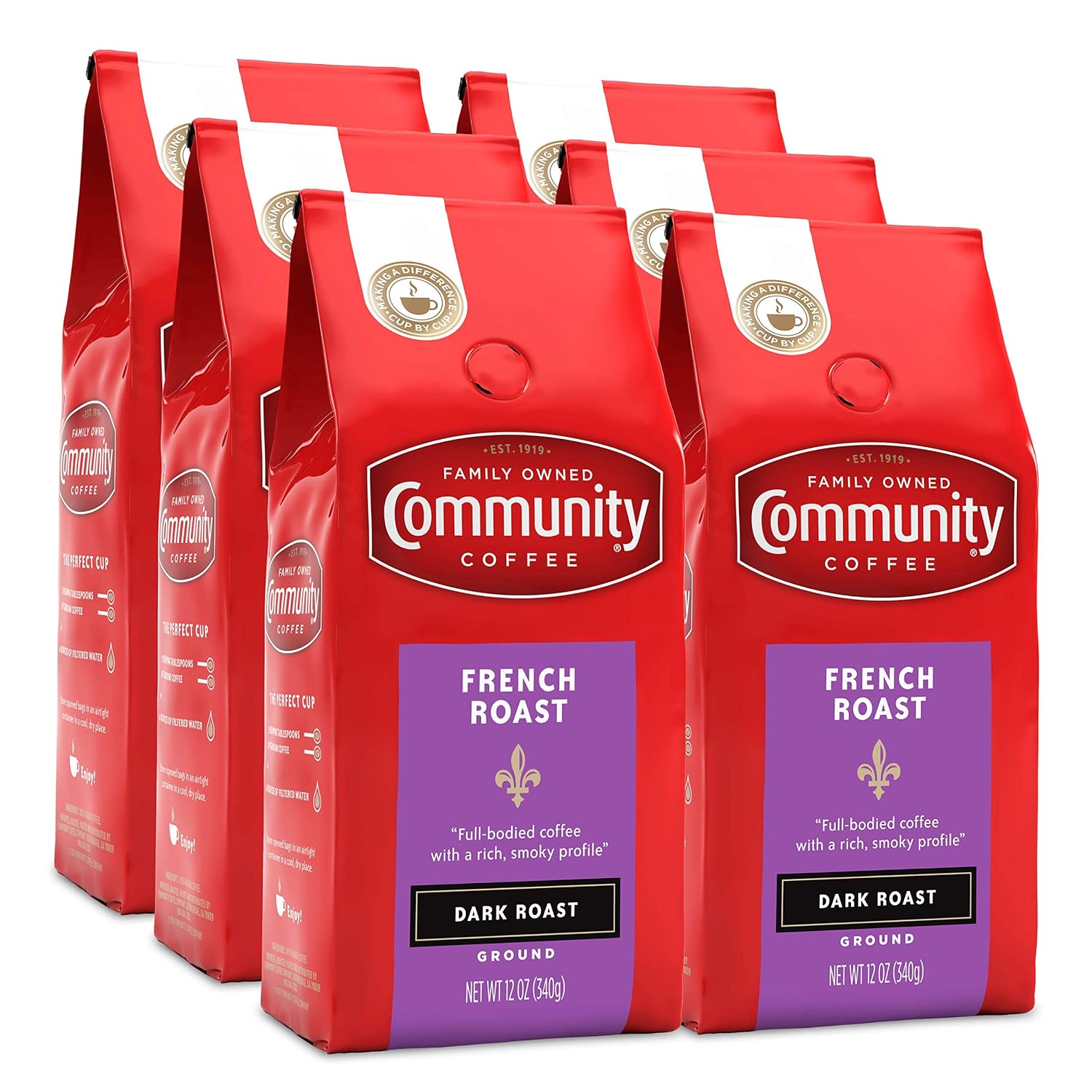 Community Coffee French Roast, Ground Coffee, Extra Dark Roast, 12 Ounce Bag (Pack of 1)