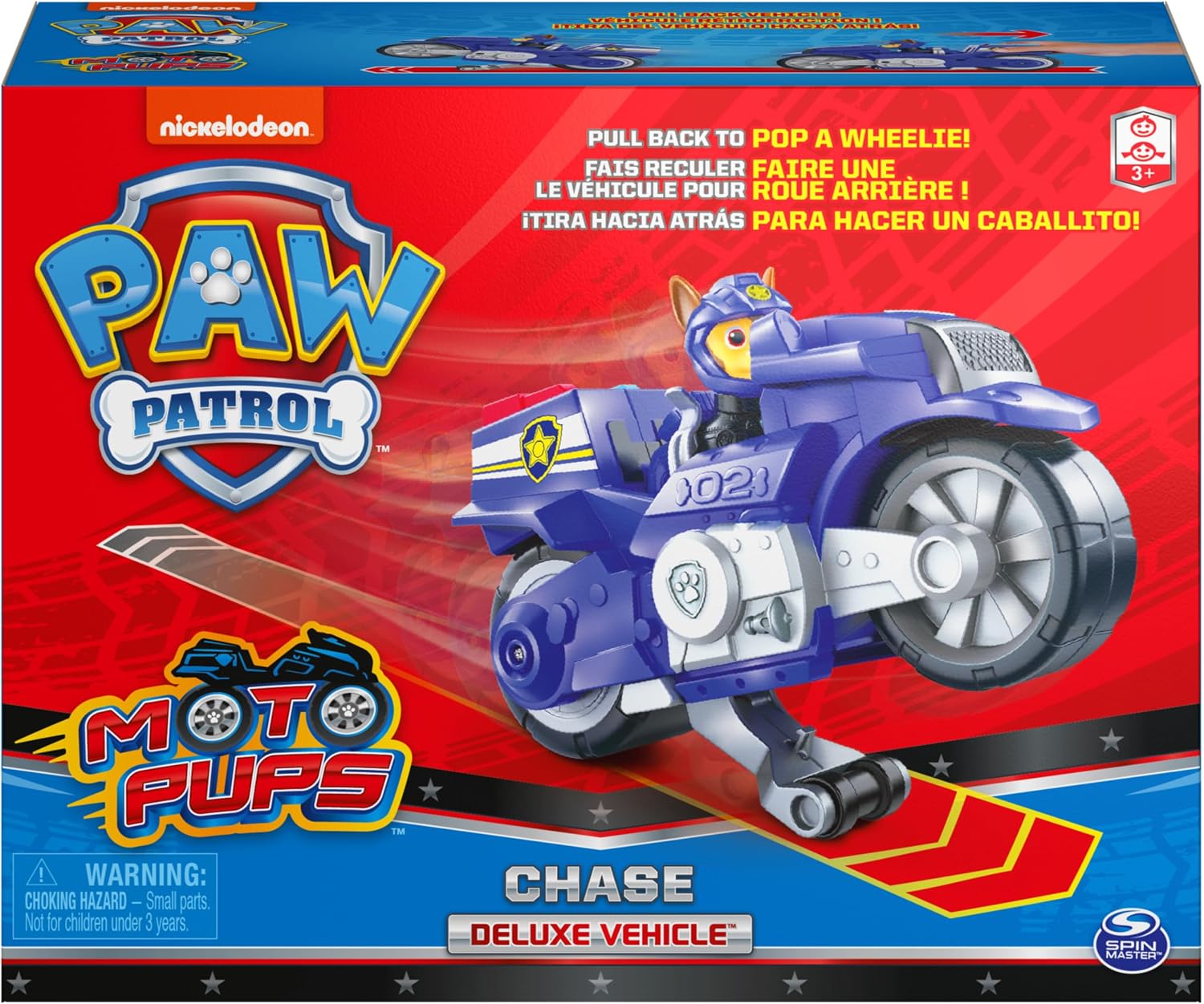 PAW Patrol, Moto Pups Wildcat’s Deluxe Pull Back Motorcycle Vehicle with Wheelie Feature and Toy Figure