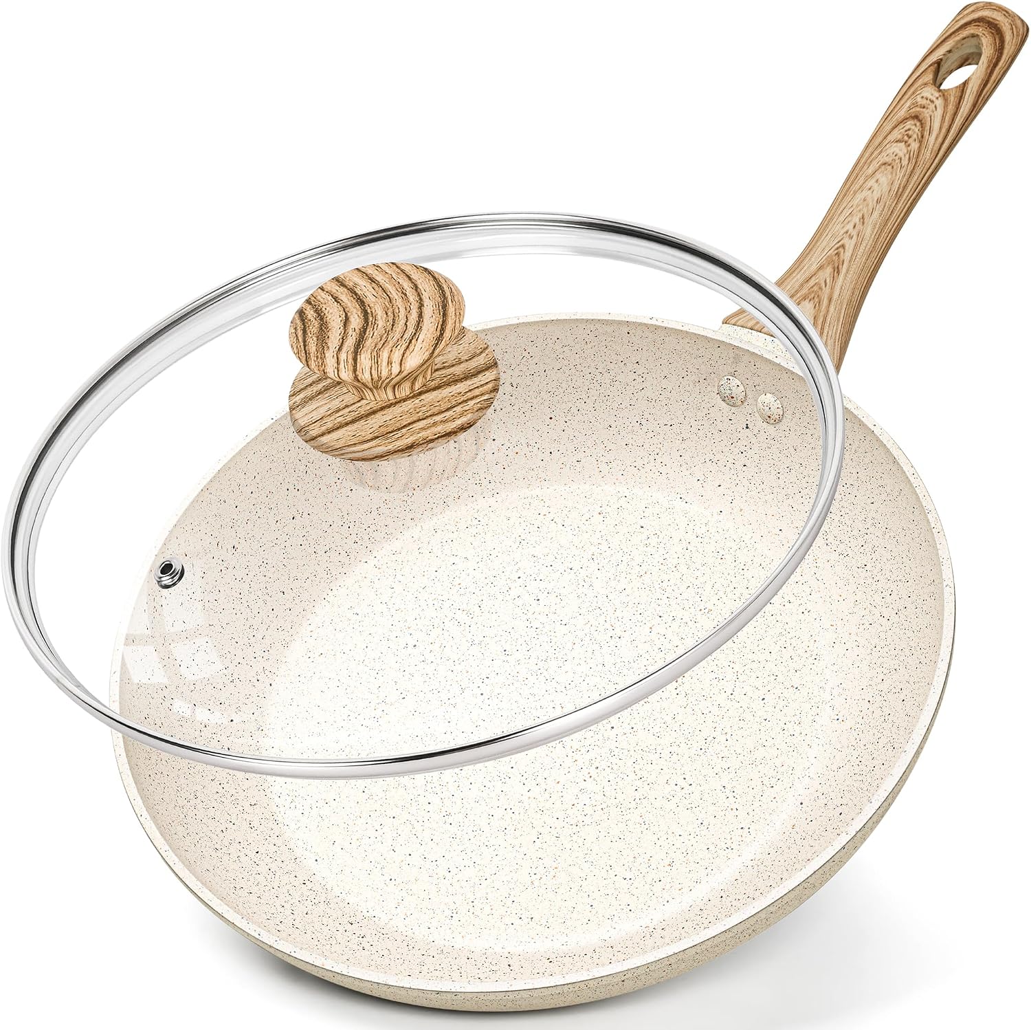MICHELANGELO 8 Inch Nonstick Frying Pan with Lid, Non Stick Small Frying Pan with Non-Toxic Coating, Non-Stick Skillet with Ergonomic Handle