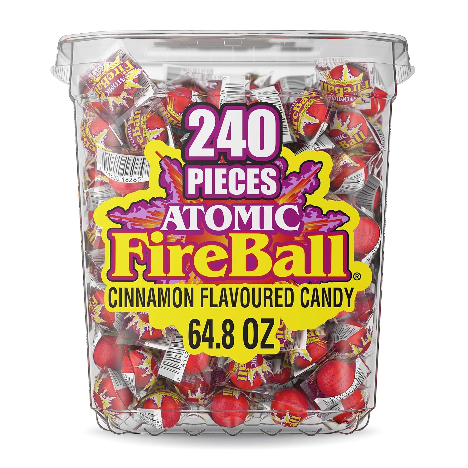 Wonka Atomic Fireball, Candy, Cinnamon Flavor, Individually Wrapped, 7.5 g (240 ct) | Intense cinnamon heat, iconic red fireball, individually wrapped