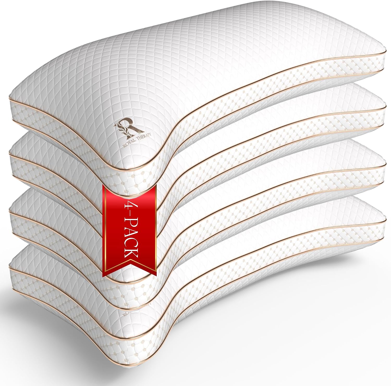 Royal Therapy Queen Size Set of 2-Shredded Memory Foam Pillow–Adjustable Memory Foam Pillow for Sleeping, Firm Pillow for Neck & Shoulder Support