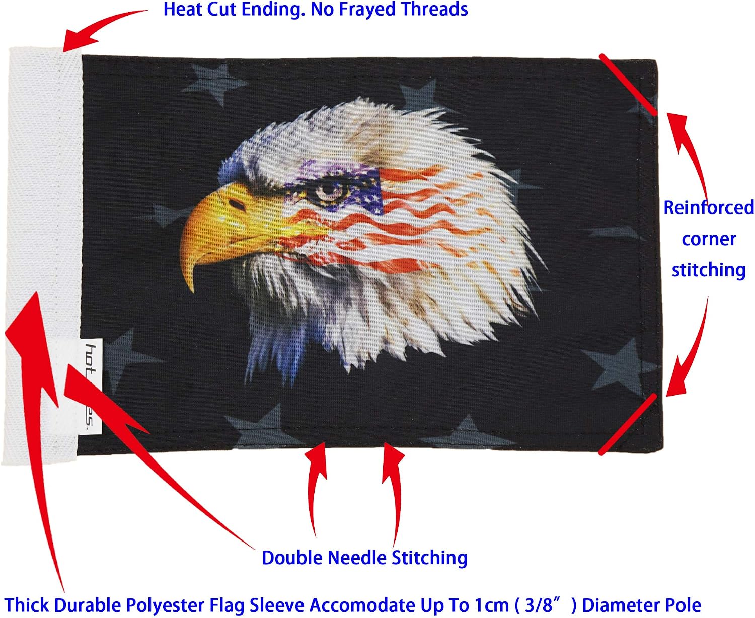 Motorcycle Flag 6 x 9 Or 10 x 15 Inch (6"X9", USA)