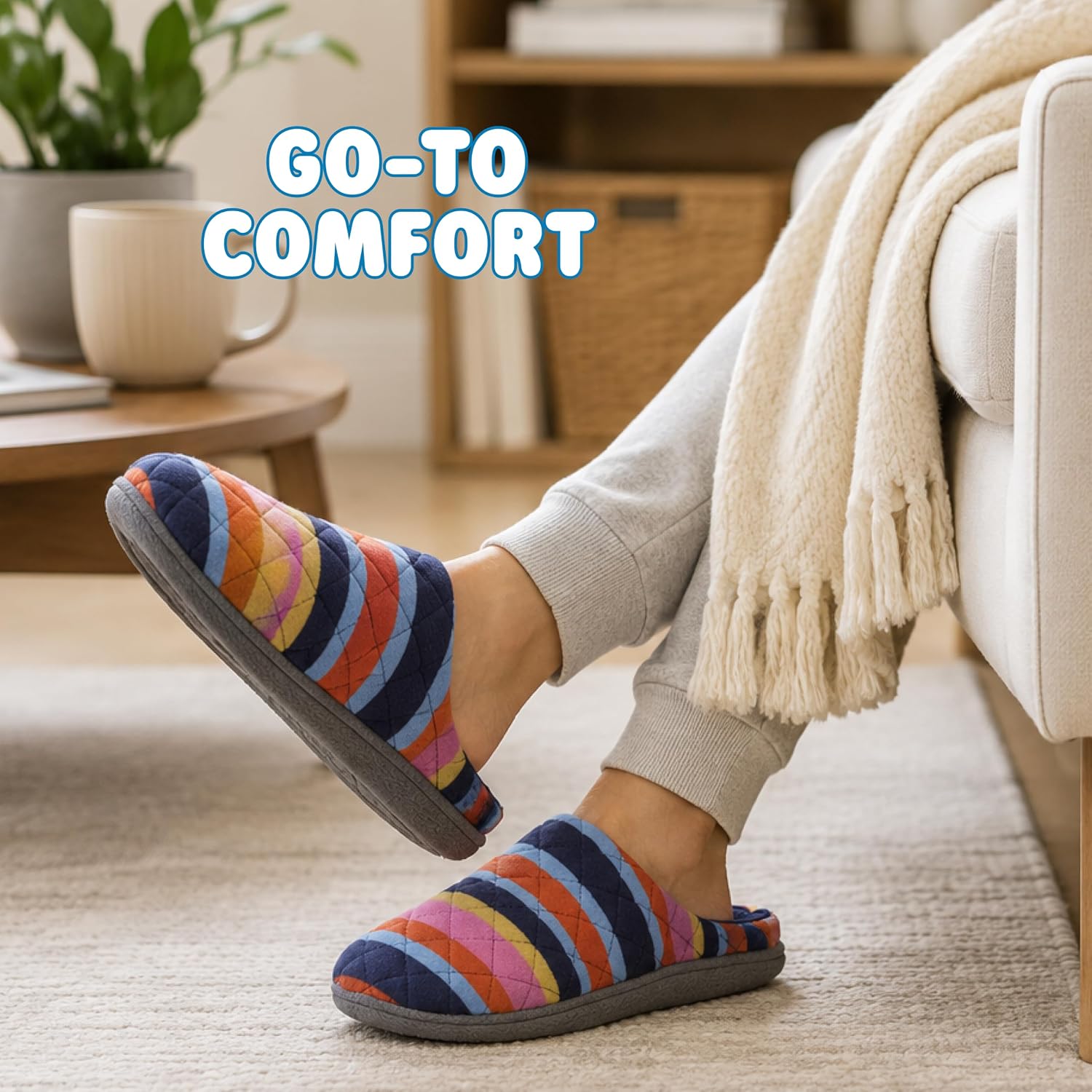 Leslie Terry Clog House Shoes with Memory Foam, Indoor Slippers with Wide Widths