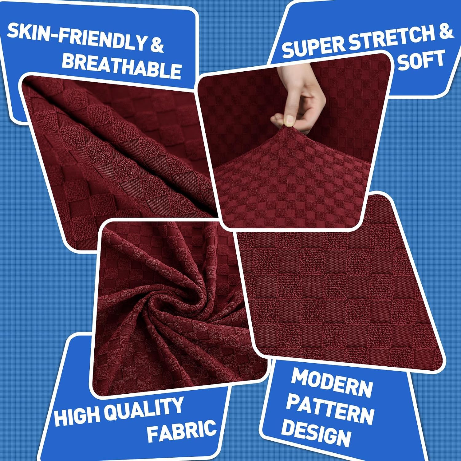 MAXIJIN Latest Recliner Slipcovers for Living Room 4 Pieces Stretch Jacquard Recliner Chair Cover Soft Fitted Recliner Protector with Elastic Bottom