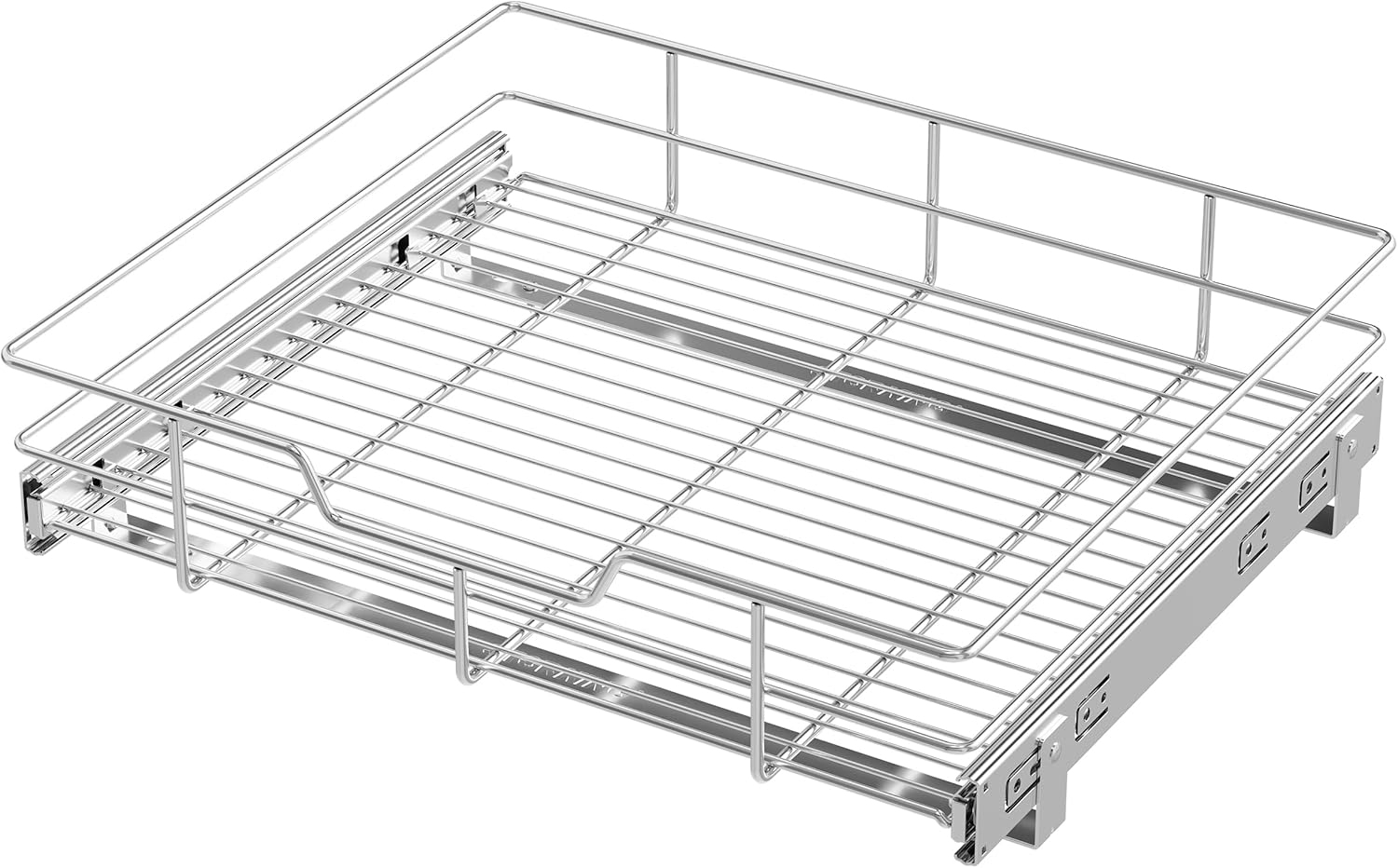 2 Tier Pull Out Cabinet Organizer 11" W X 22" D, Chromed, Full Slide Out