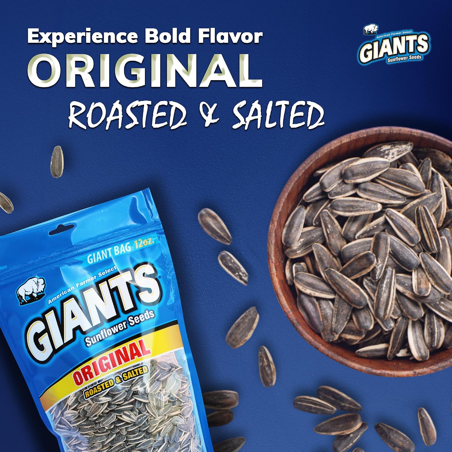 GIANTS Original Sunflower Seeds - Sunflower Seeds to Eat, Sunflower Seeds Bulk, Lightly Salted Sunflower Seeds for Eating, High Protein Snack - 5.75 oz Resealable Bags (Case of 12)