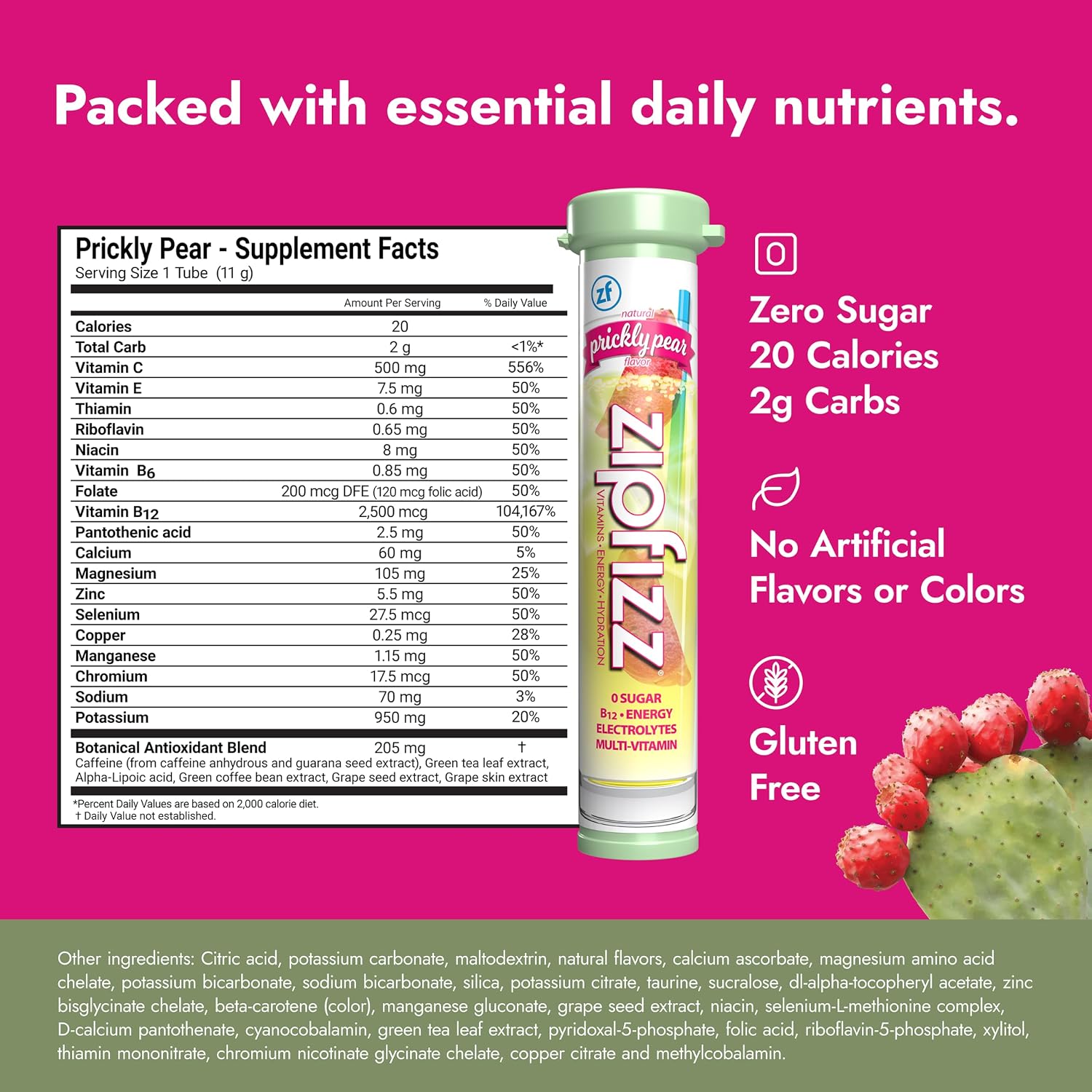 Zipfizz Energy Drink Powder, 20 Pack B12 Electrolyte - Pink Lemonade | Hydration tubes with vitamin drink benefits, 100mg caffeine, B12, electrolytes, & no artificial sugar for active lifestyle
