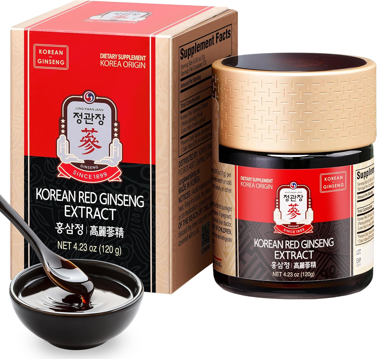 JUNG KWAN JANG Korean Red Panax Ginseng Extract Extra Strength, Energy 240g | Extra Strength, Energy Boost, Boost Immune System, Stamina, Blood Circulation, Memory, Focus, Caffeine Free, Vegan, Non-GMO