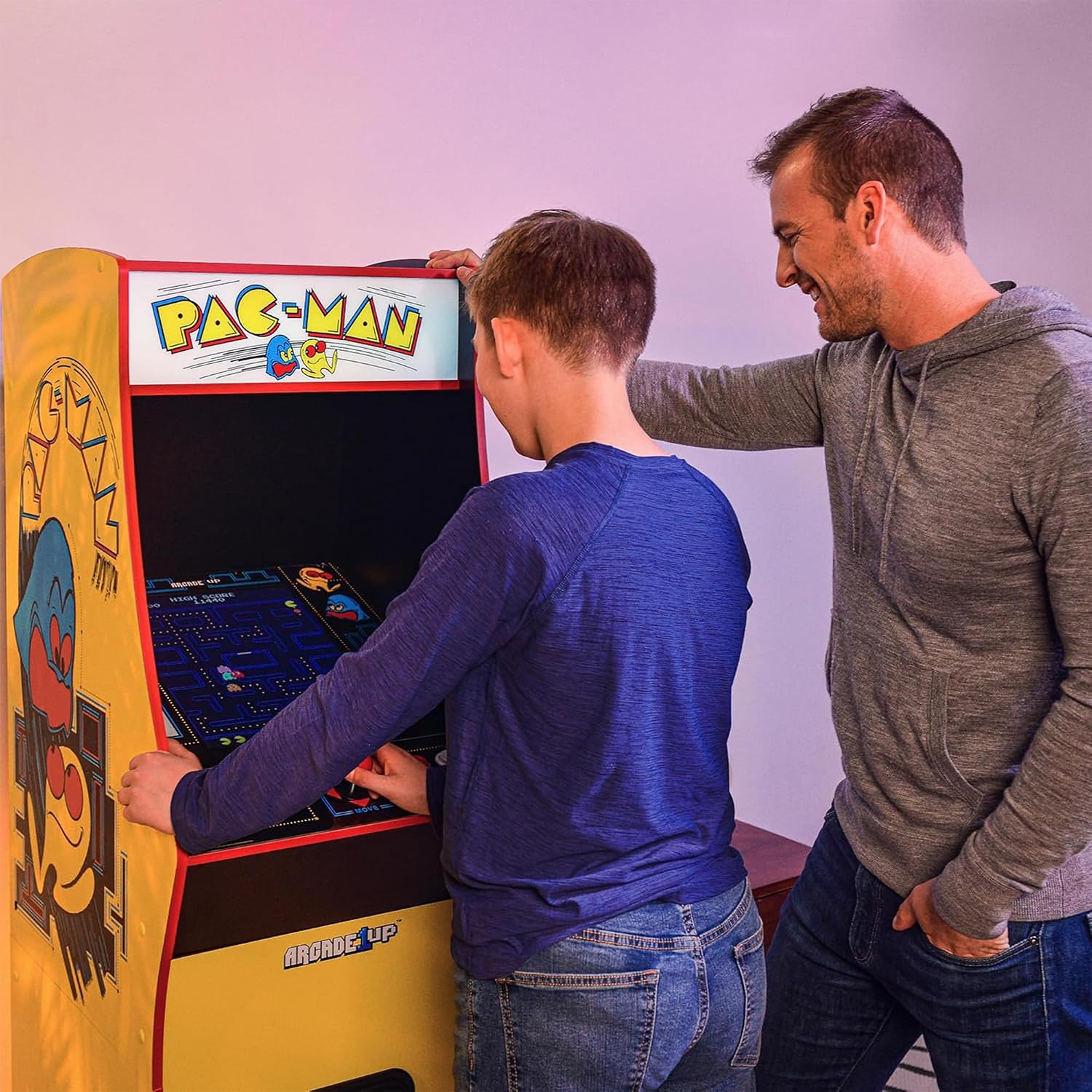 Arcade1Up Pac-Man Deluxe Arcade Gaming Cabinet, 14 Classic Games | Real Feel Joysticks and Buttons, 17-Inch Color Screen