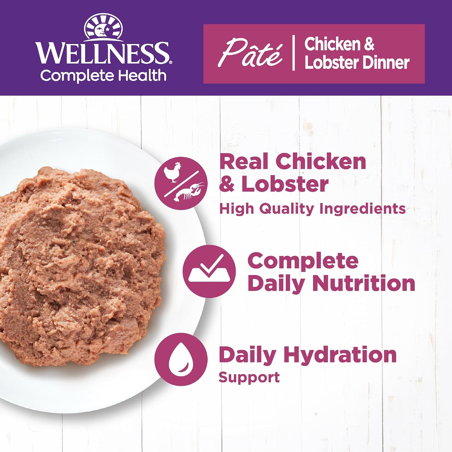 Wellness Complete Health Pate Adult Canned Wet Cat Food, Natural, Protein Rich, Grain Free, Turkey Dinner Recipe, 12.5 oz, Pack of 12 Cans