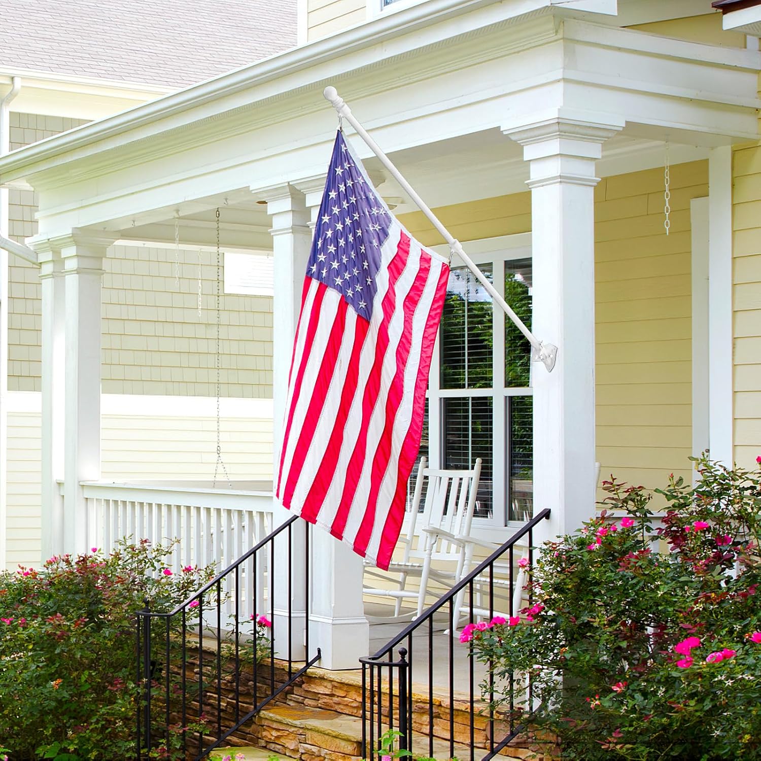 ZMTECH Flag Pole - Upgraded Bracket, 6 FT Stainless Steel Flag Poles for Outside House, Residential or Commerical