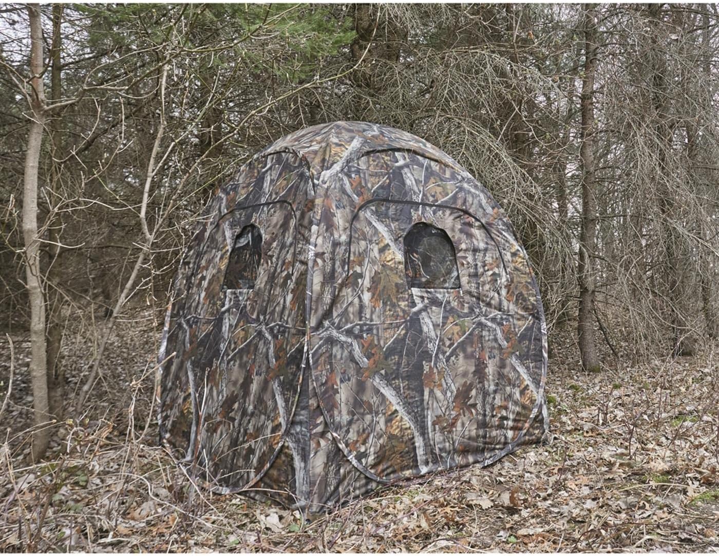 Guide Gear HuntRite Deluxe 4-Panel Spring Steel Hunting Blind; 2 Person Ground Tent for Deer and Turkey Season