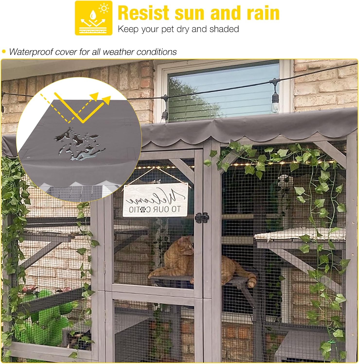 Aivituvin Extra Large Window Catio 5-Level Outdoor Cat Enclosure with Cover