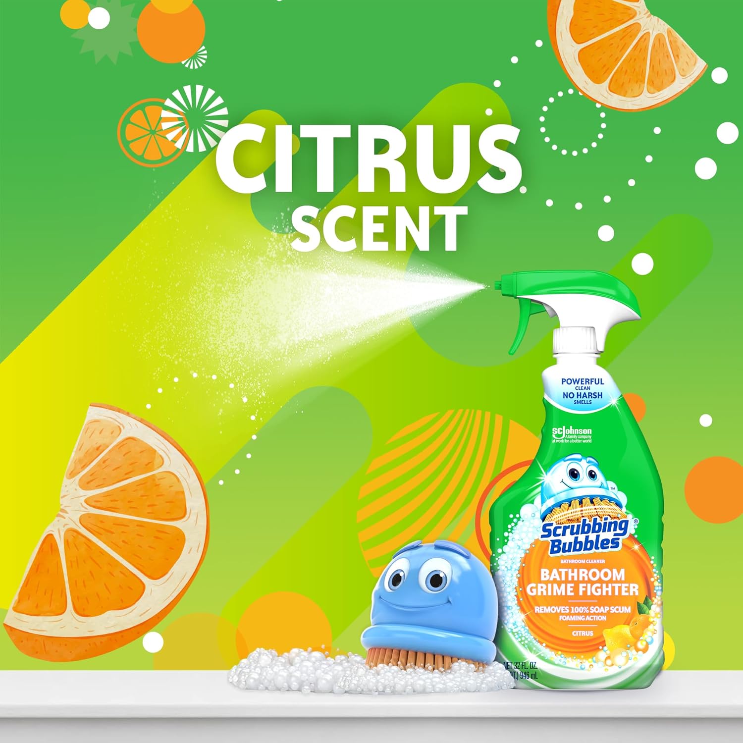 Scrubbing Bubble Bathroom Grime Fighter, Floral Fusion Scent, 32 oz Spray Bottle