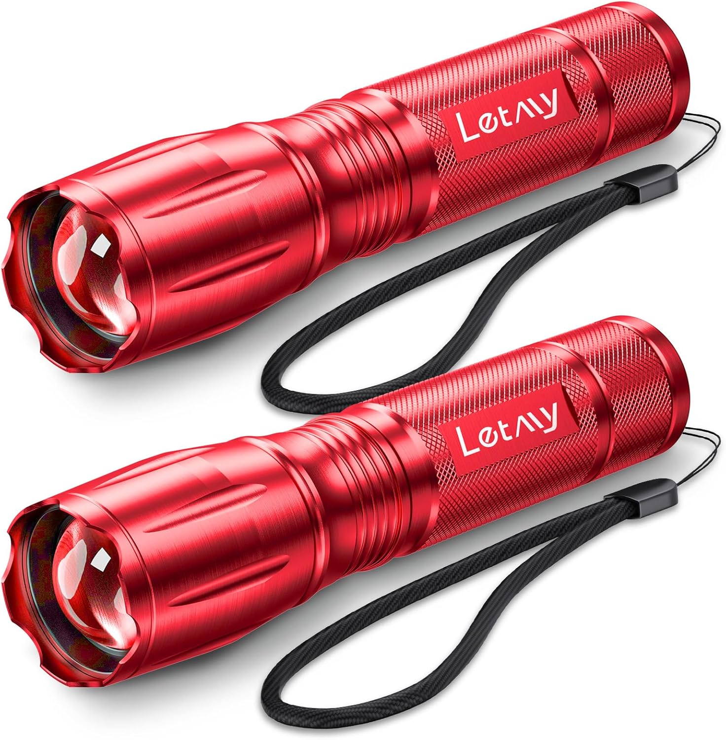 LETMY Tactical Flashlight S2000-2 Pack Bright Military Grade LED Flashlights High Lumens - Portable Handheld Flash Light, 5 Modes Zoomable Waterproof Flashlights for Home Emergency Camping Outdoor