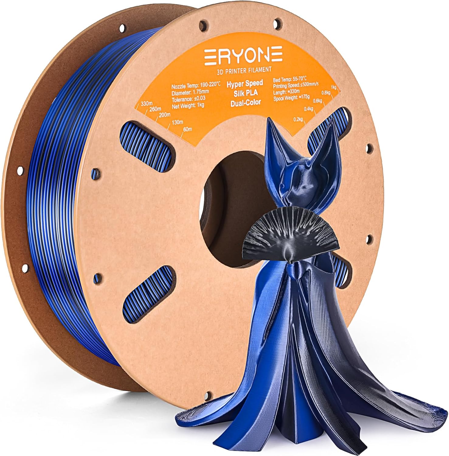 ERYONE Silk Filament PLA+ 1.75mm Upgraded Shiny 3D Printer Filament, Gloss Finish, Fit Most FDM Printer Stable Printing,1kg (2.2LBS)/Spool, Silver
