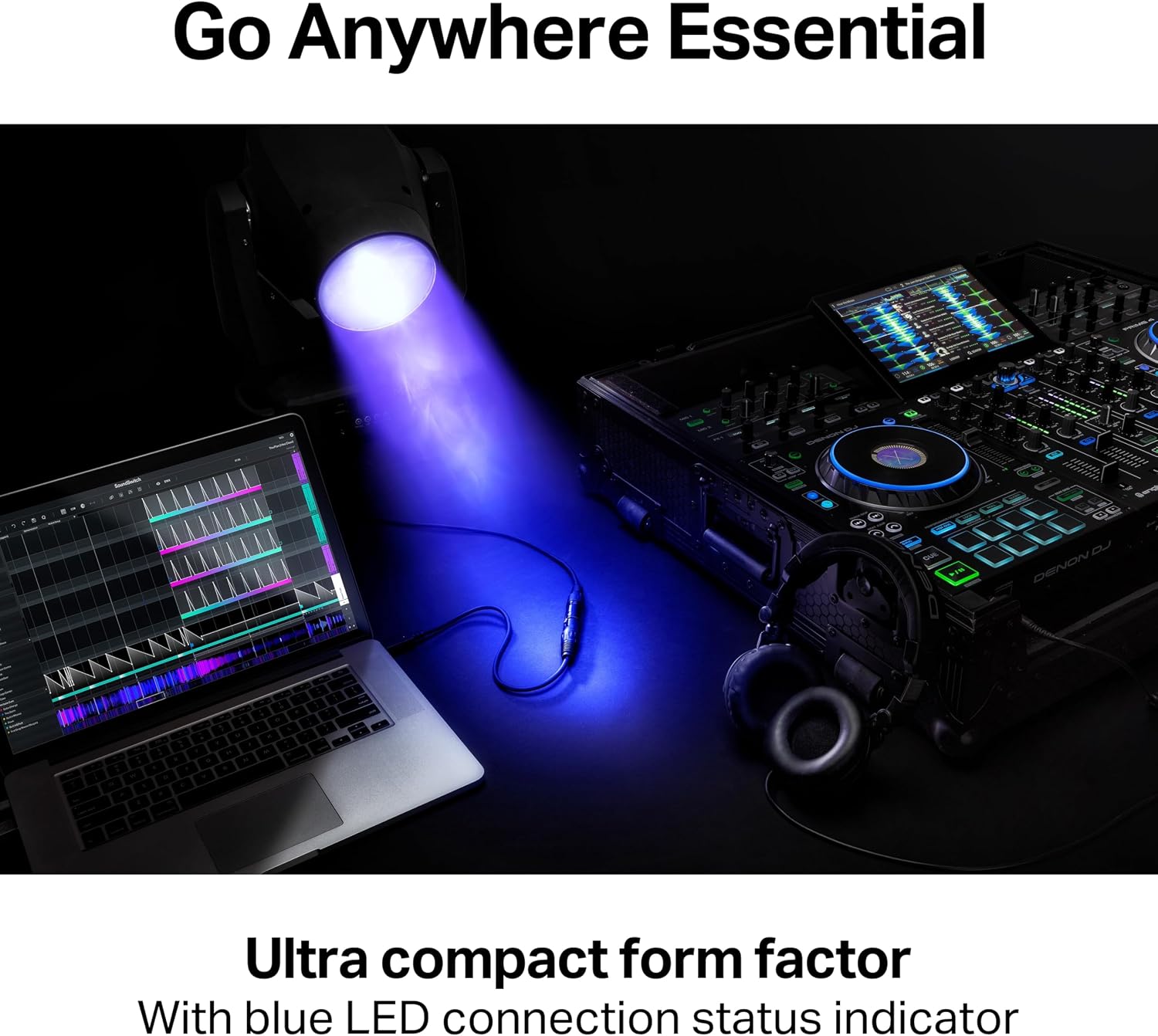 DJ Controller & DMX Bundle - 4 Deck DJ Set with Capacitive Touch Jog Wheels & Audio Interface - Numark Mixtrack Platinum FX & SoundSwitch DMX