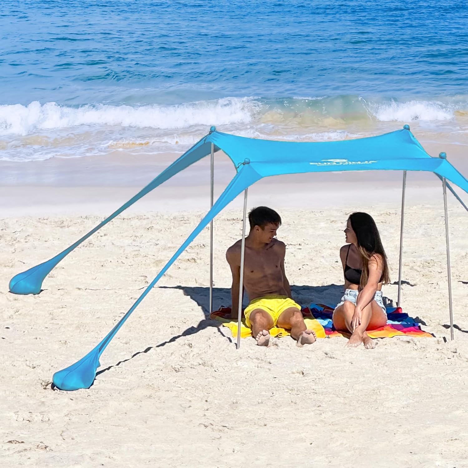 SUN NINJA Beach Tent Sun Shelter, Beach Shade Canopy with UPF50+ Protection