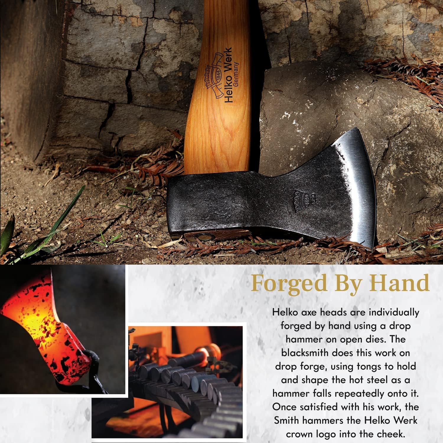 1844 Helko Werk Germany Traditional Hessen Woodworker Felling Axe (13563) | Made in Germany Hand Forged Felling Axe and Cutting Forest Axe for Felling Trees Head 2-3/4 lbs, Handle 28 inches