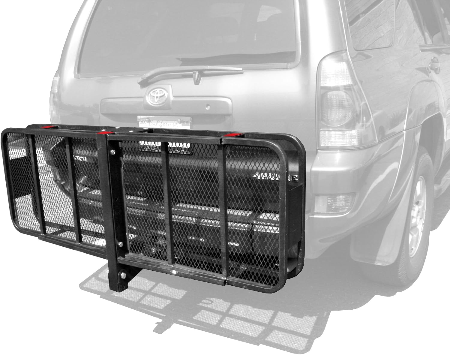 MaxxHaul 70103 500 lb. Capacity Steel Hitch Mount Folding Cargo Carrier Mesh Basket Fits 2 inch Hitch Receiver 60 x 21 x 6.5 in For Car SUV Pickup